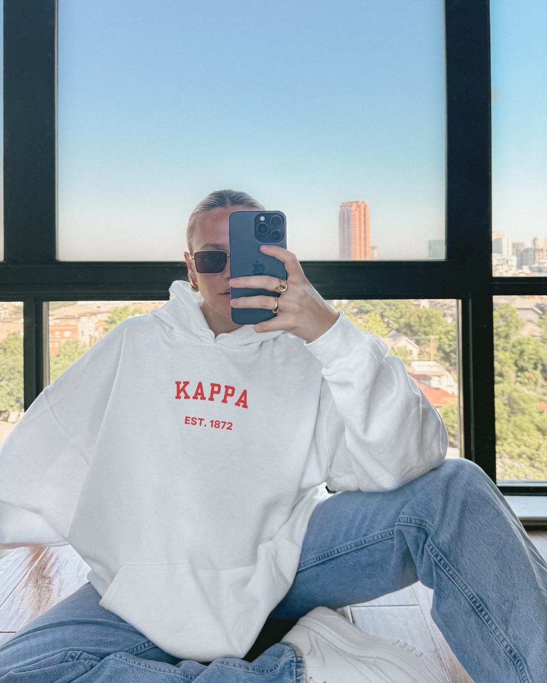 Red Yearbook Lettering White Hoodie