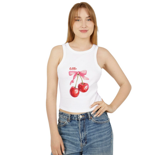 Pink Bow Red Cherry Big / Little Ribbed Racer Tank Top