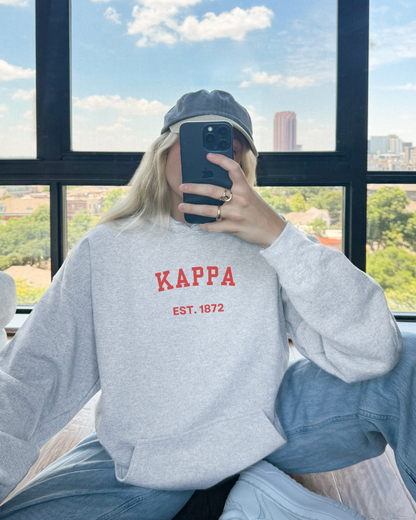 Red Yearbook Lettering Grey Hoodie