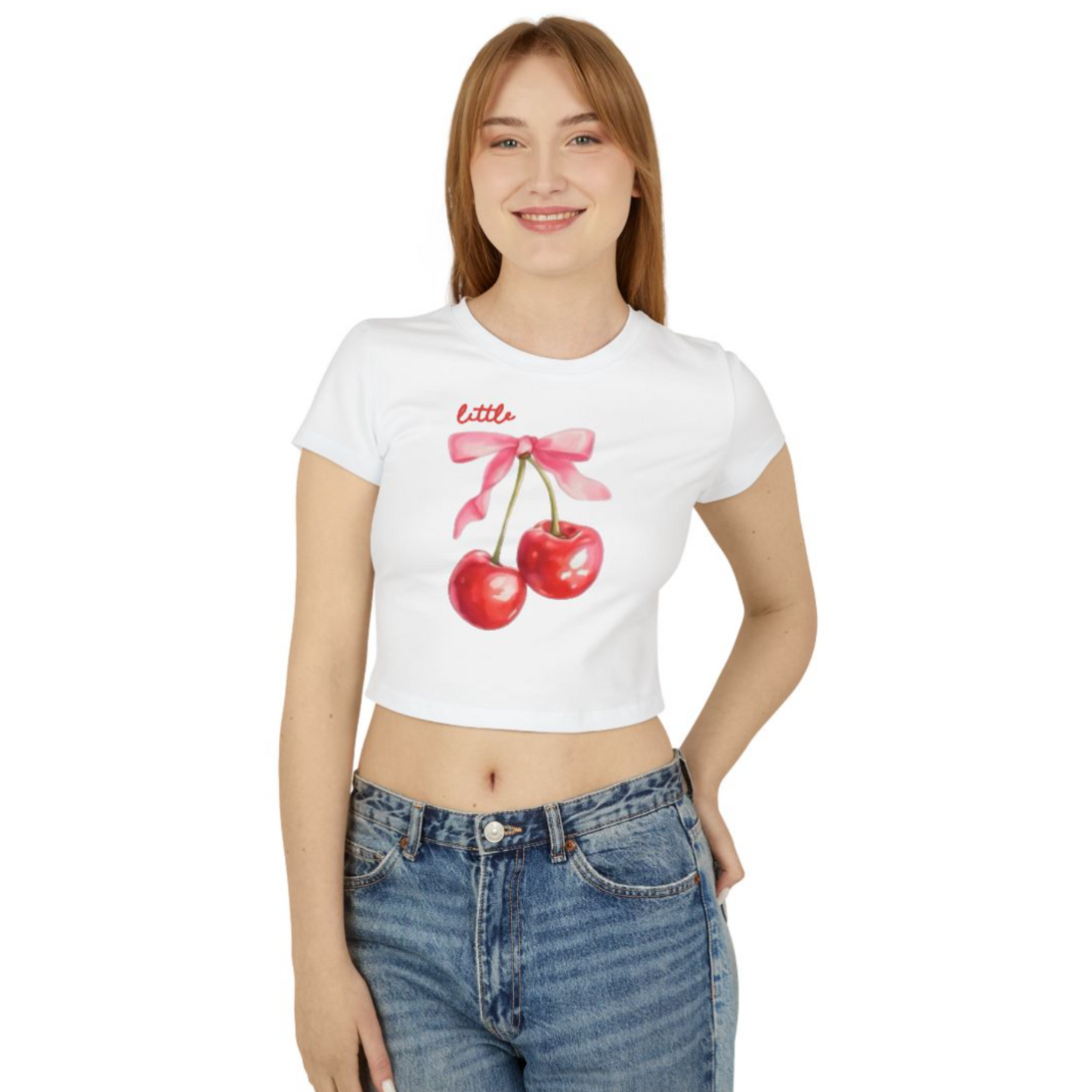 Pink Bow Red Cherry Big / Little Crop Top