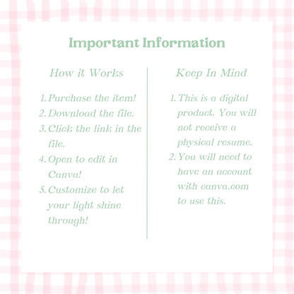 Pink Bow Sorority Resume