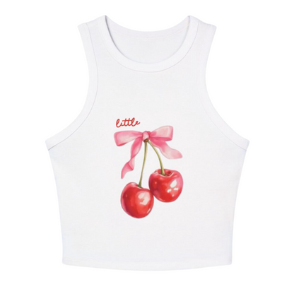 Pink Bow Red Cherry Big / Little Ribbed Racer Tank Top