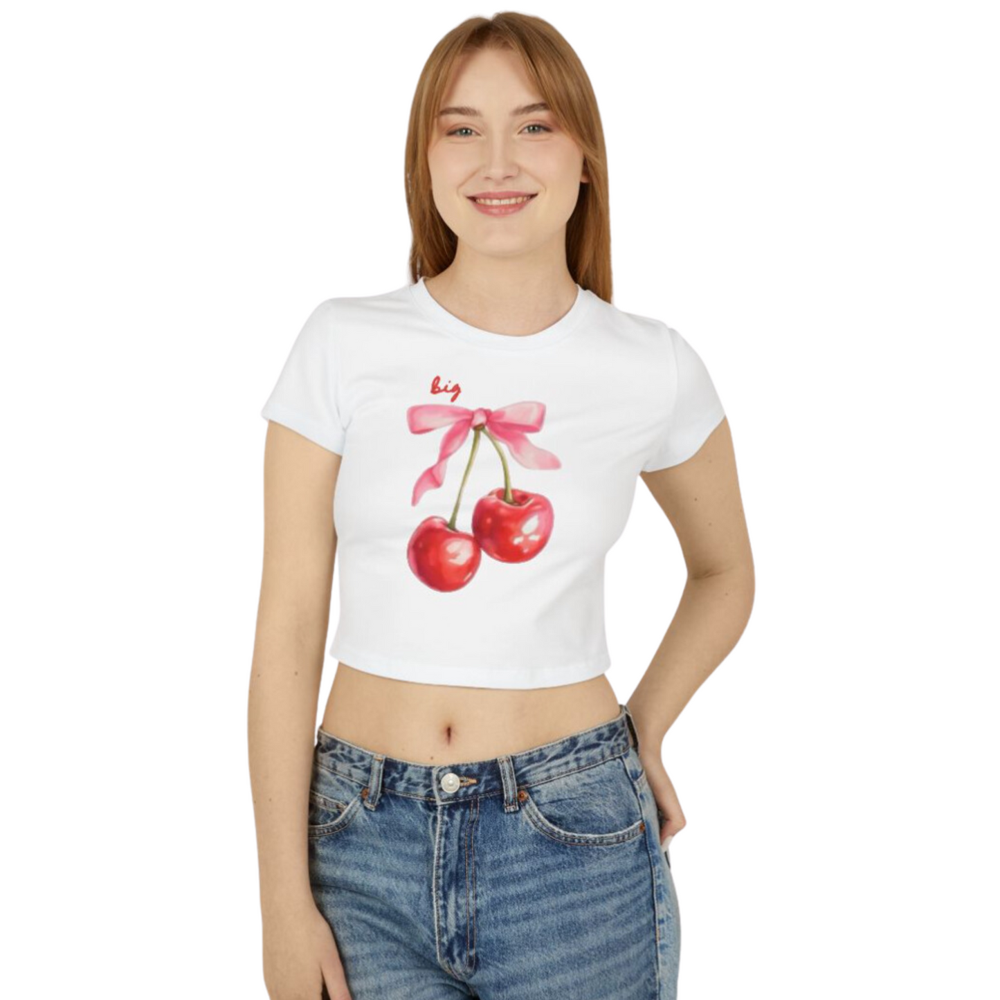 Pink Bow Red Cherry Big / Little Crop Top