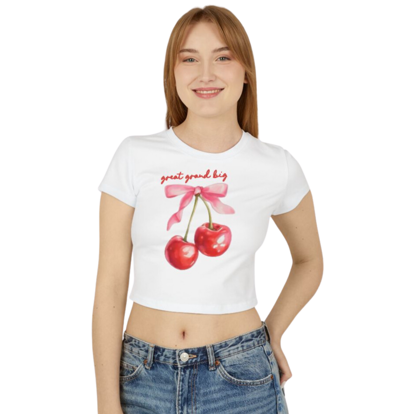 Pink Bow Red Cherry Big / Little Crop Top