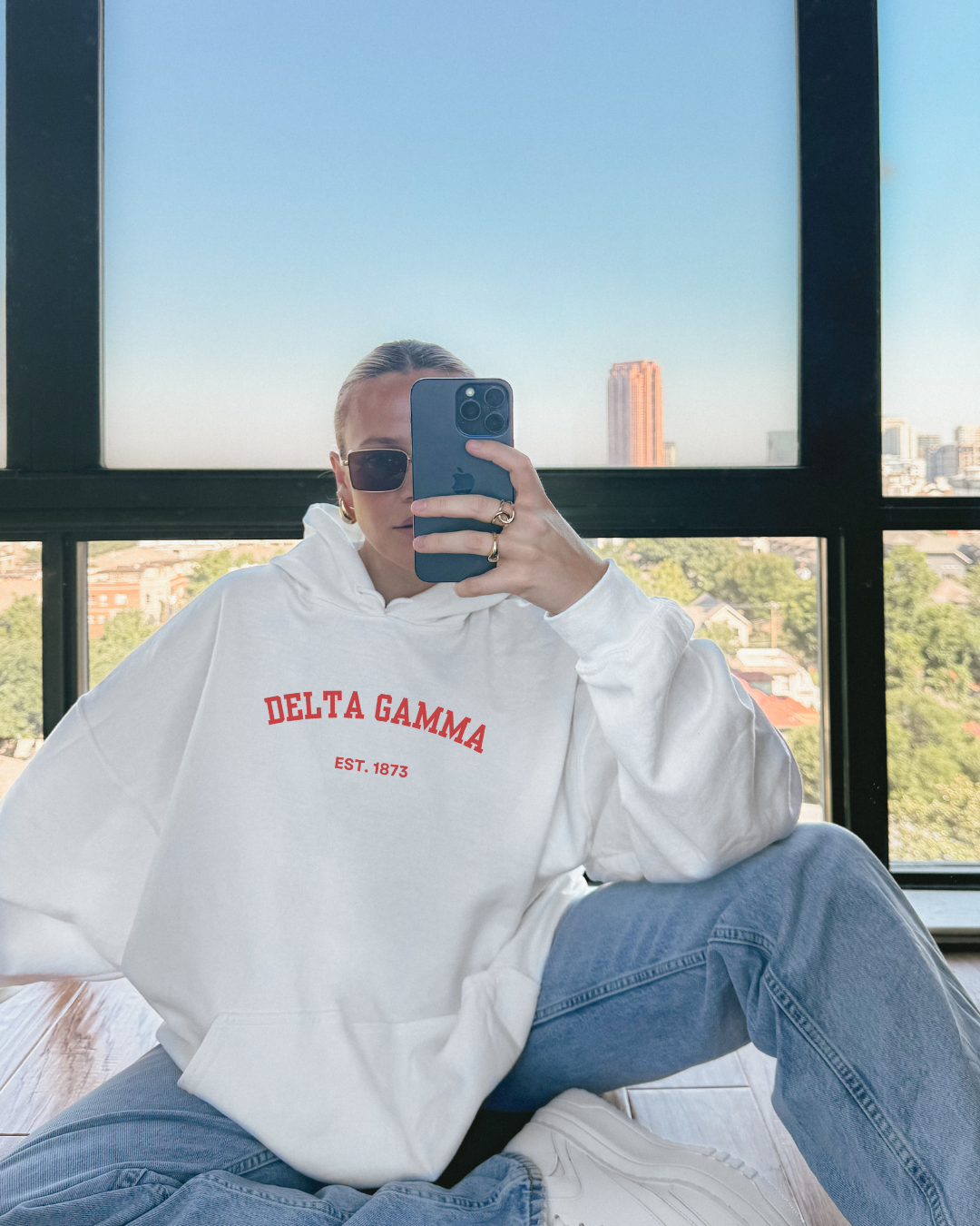 Red Yearbook Lettering White Hoodie