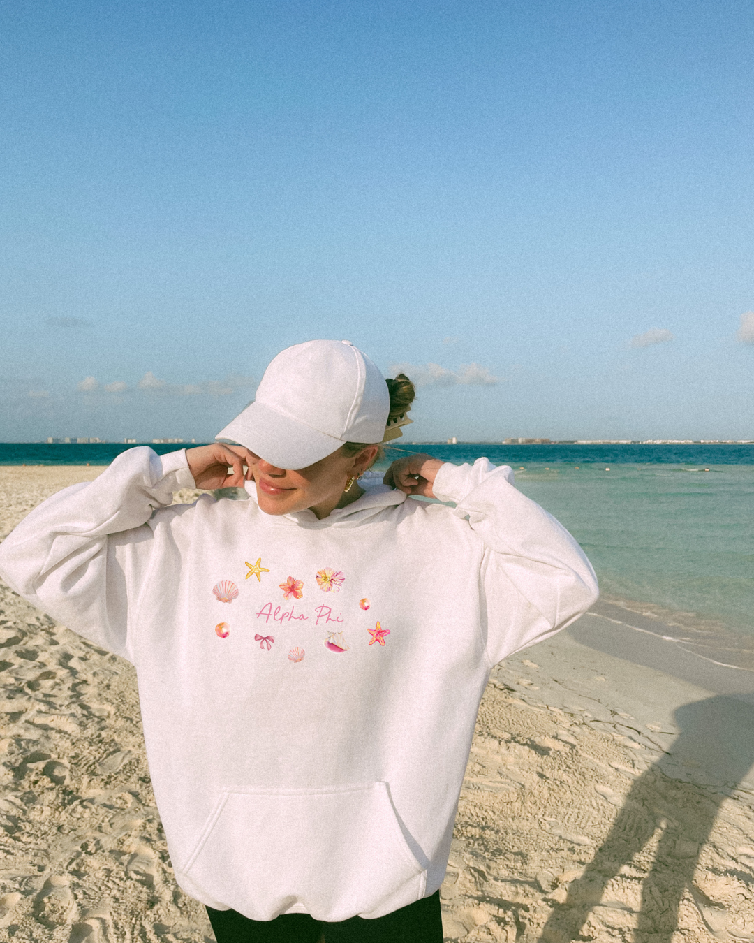 Peach Scattered Seashells Hoodie