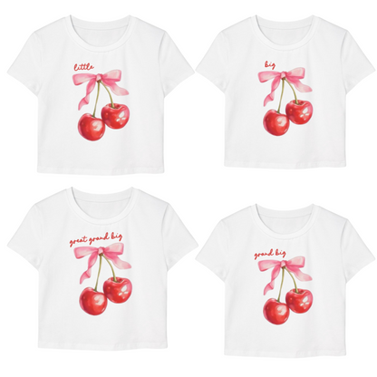 Pink Bow Red Cherry Big / Little Crop Top