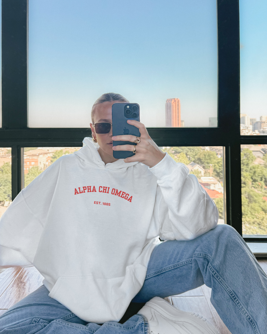 Red Yearbook Lettering White Hoodie